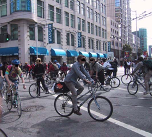 Bikers Take Intersection