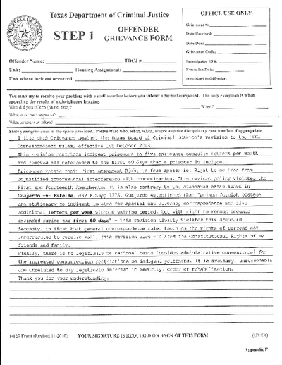 Sample Grievance