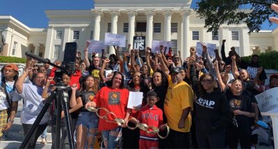 supporters of Alabama prisoners on strike outside capitol