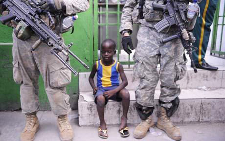 U.S. Troops providing aid at Haitian hospital